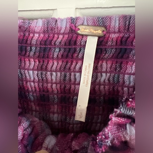 Free People Purple Cherry Bomb Plaid Top - Size S - Picture 3 of 9